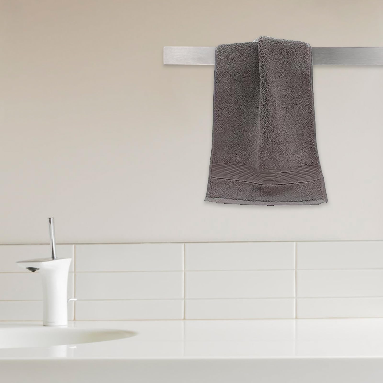 Portasciugamani in acciaio inox 304, montaggio a parete, senza foratura, elegante finitura argentata, perfetto per bagno e cucina, design elegante
