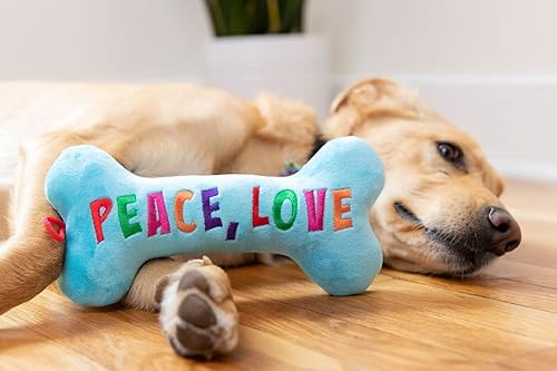 Miniatura 5 de Huxley & Kent para perros  Paz, amor, huesos para frotar el vientre  Juguete de peluche navideño para perros con chirriante  Regalo divertido para