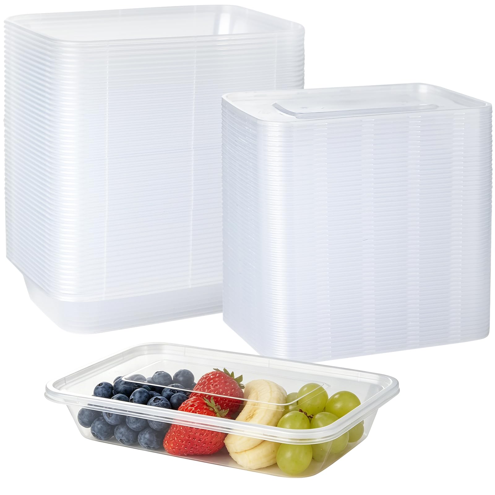 Lekeeu Plastic Microwave Freezer Safe Containers with Lids 50Pack 500ML