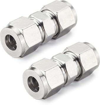 Yoebor 304 Stainless Steel Compression Union 6mm OD x 6mm OD Coupling 2pc
