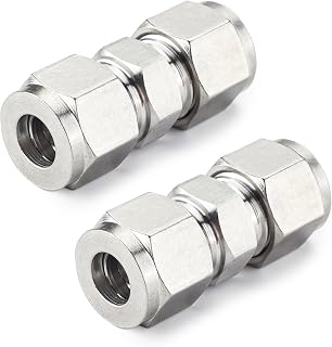 Metalwork 304 Stainless Steel Compression Tube Fitting Union W/Double Ferrule 1/4" OD x 1/4" OD (2 Pcs)