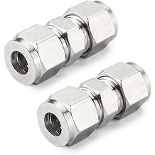 Yoebor 304 Stainless Steel Compression Union 8mm OD x 8mm OD Coupling 2pc