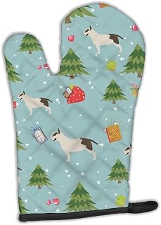 Caroline's Treasures BB4902OVMT Christmas Bull Terrier Oven Mitt Heat Resistant Thick Oven Mitt for Hot Pans and Oven, Kitchen Mitt Protect Hands, Cooking Baking Glove