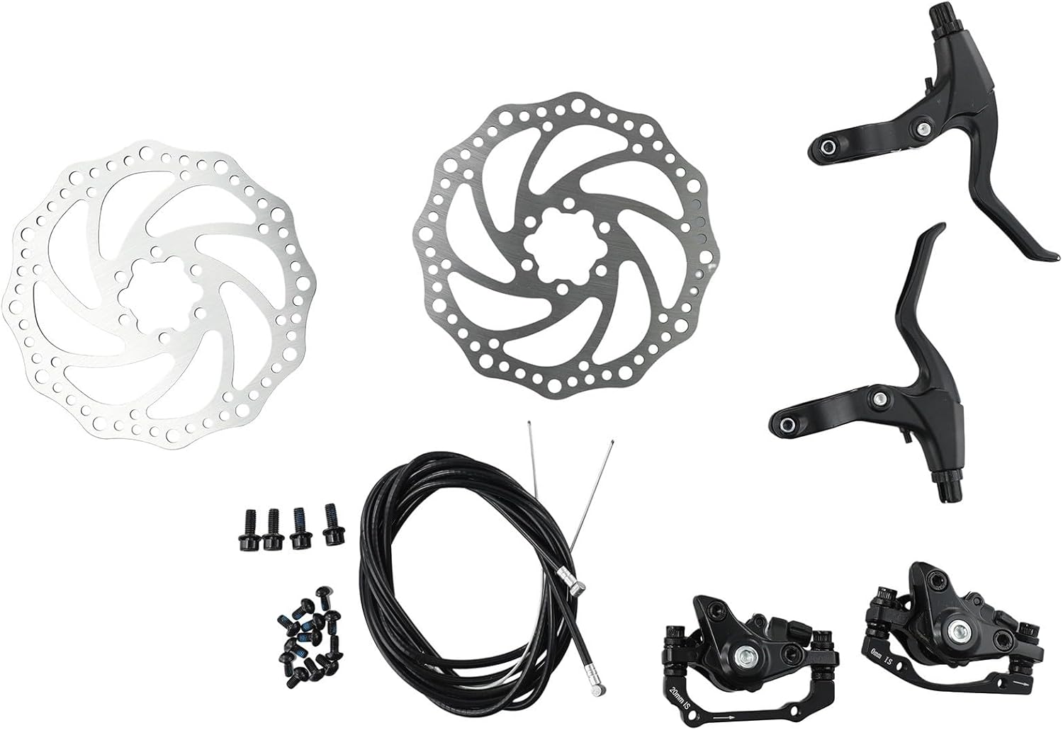 Bike Disc Brake Kit, Aluminum Front And Rear Caliper, Aluminum Alloy Brake Lever 160Mm for Rotor, Mechanic Tool-Free Pad Adjuster For Road/Mountain Bike