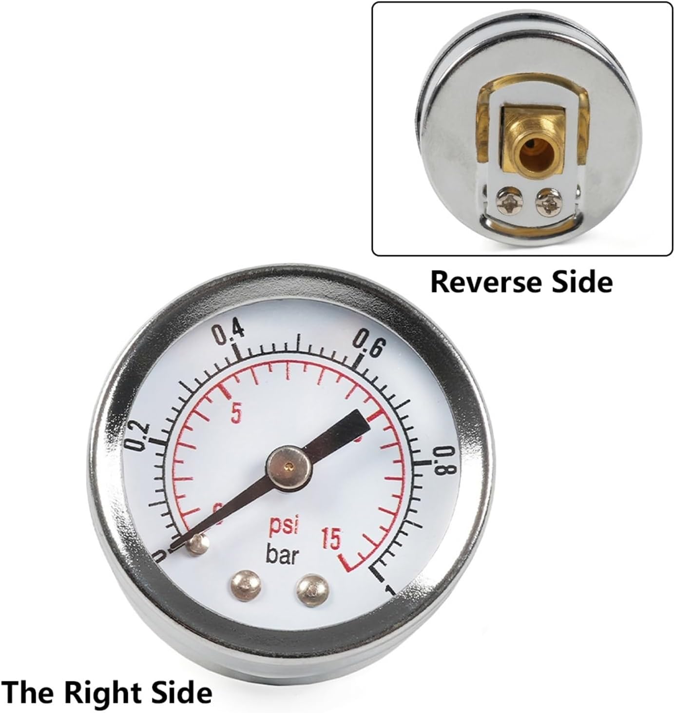 Dry Pressure Gauge Stainless 0-15PSI Fuel Pressure Gauge 1/8NPT 3/8NPT Connector Double Scale Oil Pressure Gauge for Fuel Injections Systems CAP026