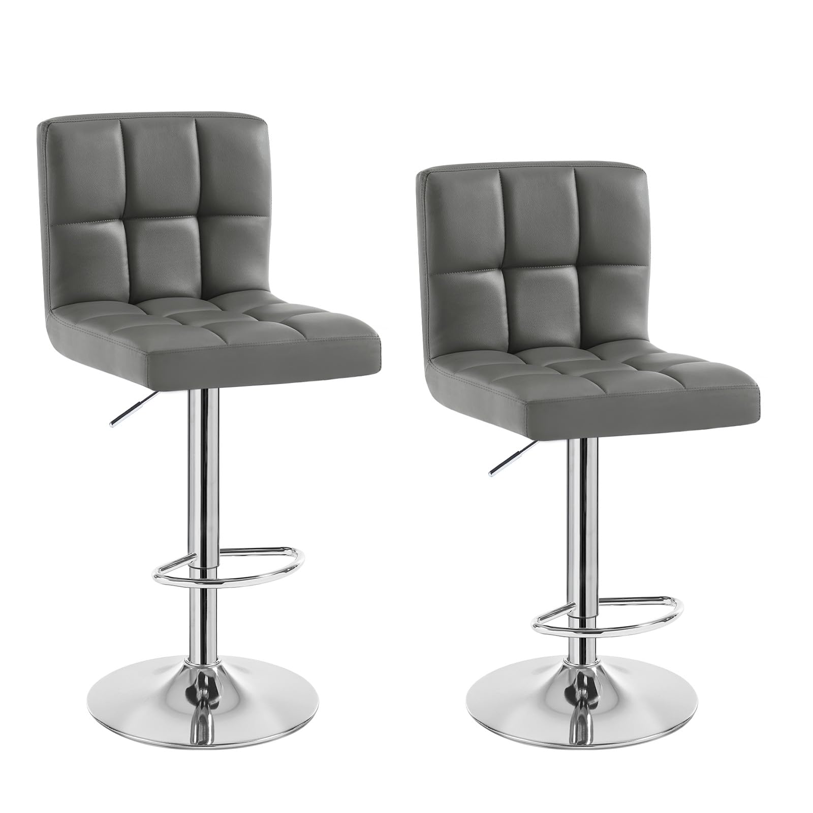WOLTU Barhocker 2er Set Barstühle, Höhenverstellbar, Drehstühle, Küchenstühle mit Rückenlehne und Fußstütze, Robuster Metallrahmen