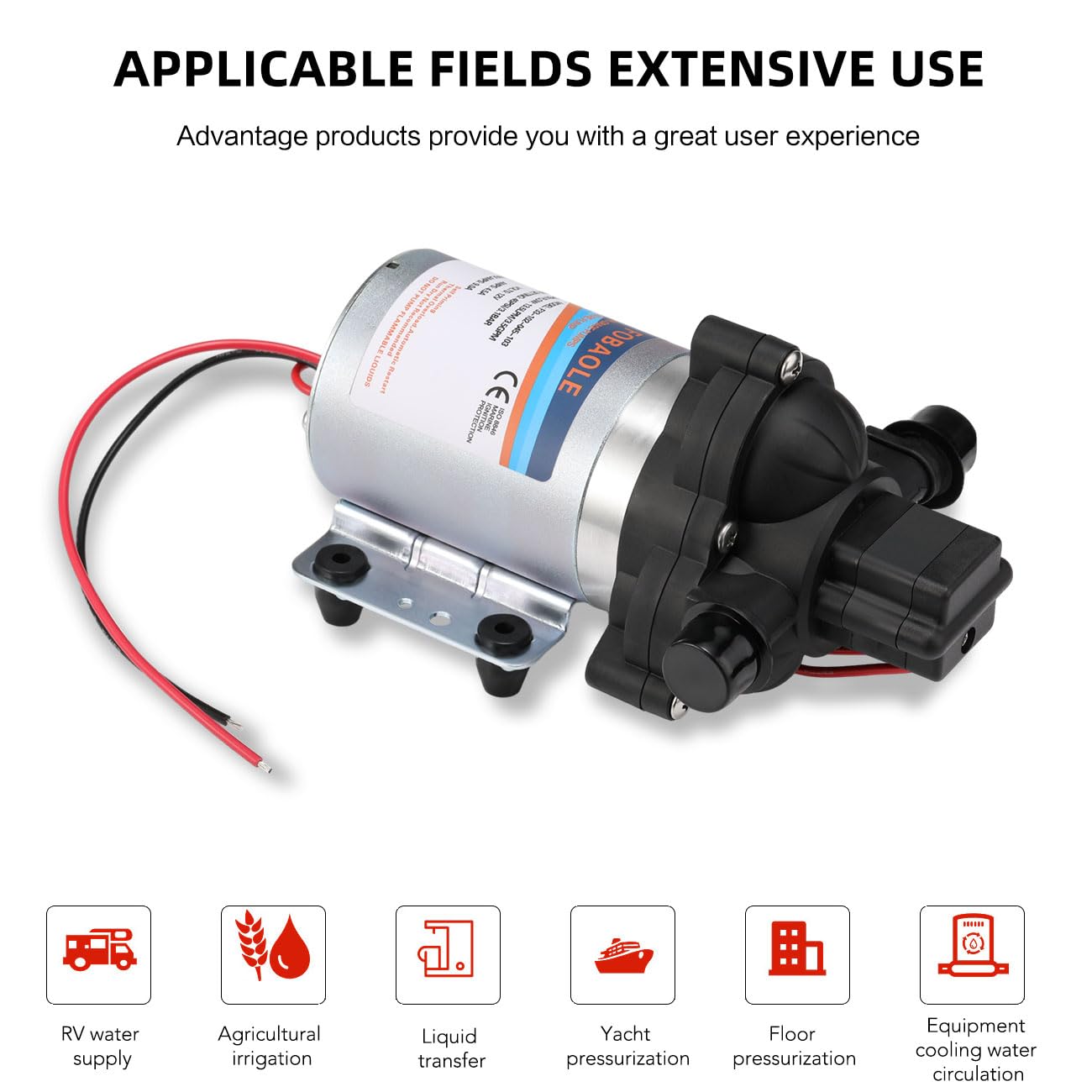 GEARMONSTER Wasserpumpe DC 12V 3,1 bar 45 PSI Selbstansaugende Druckpumpe Membranpumpe mit Druckschalter 3,0 GPM Wasserpumpe für Wohnmobil, Wohnwagen, Yacht, Garten, Camper