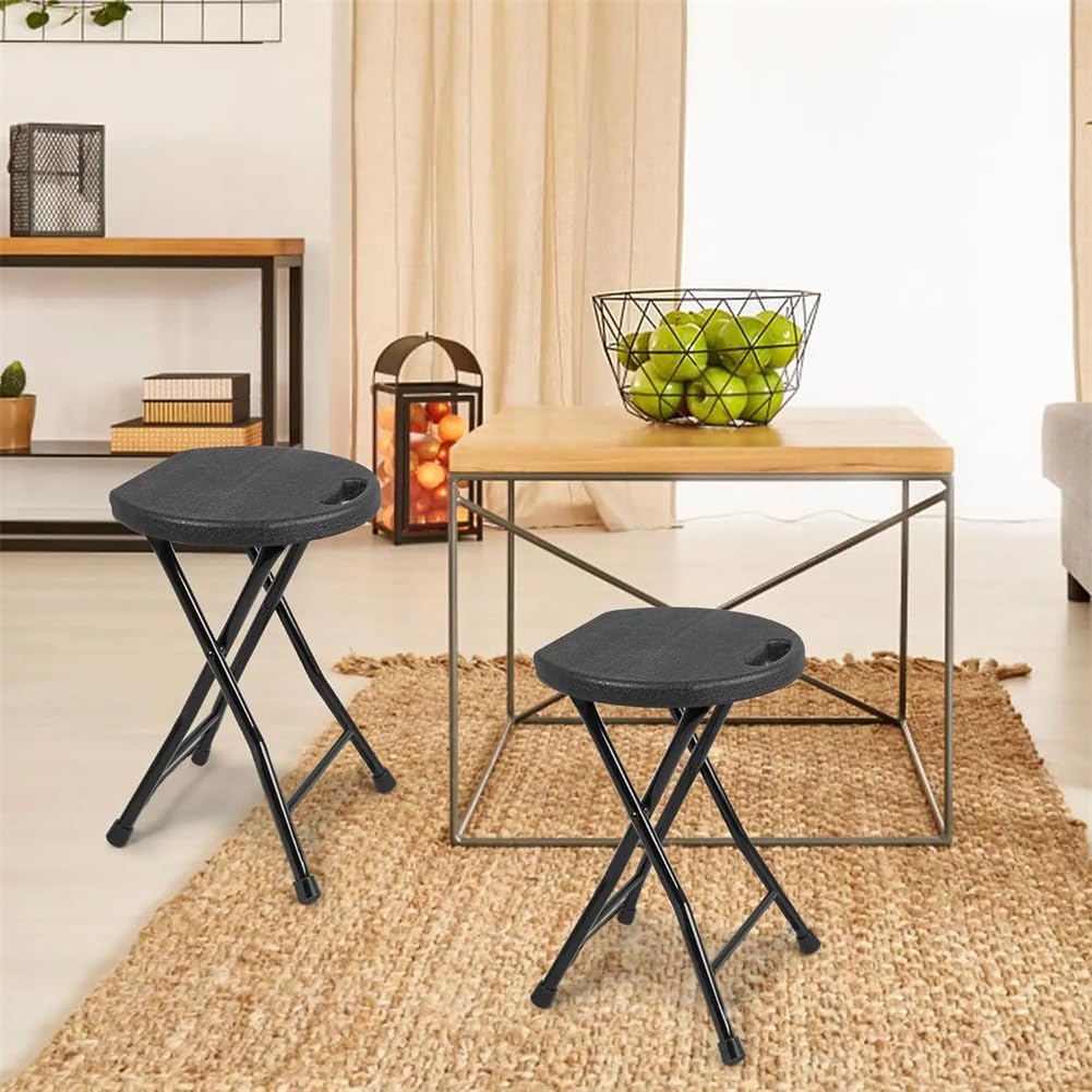 Heavy Duty Folding Visitor Chair – 600lbs Capacity, Lightweight Metal & Plastic, Non-Slip Feet, Built-in Handle – Office, Reception, Kitchen, Camping – Black, Set of 2