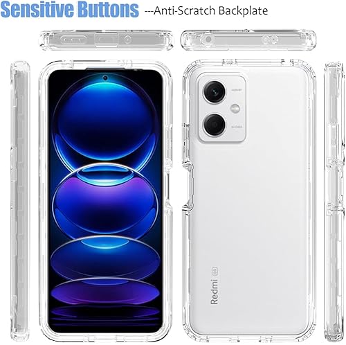 Miniatura 5 de Funda para Redmi Note 12 5G, Poco X5 5G 22111317PG con protector de pantalla de vidrio templado, protección de cuerpo completo transparente 360 duro