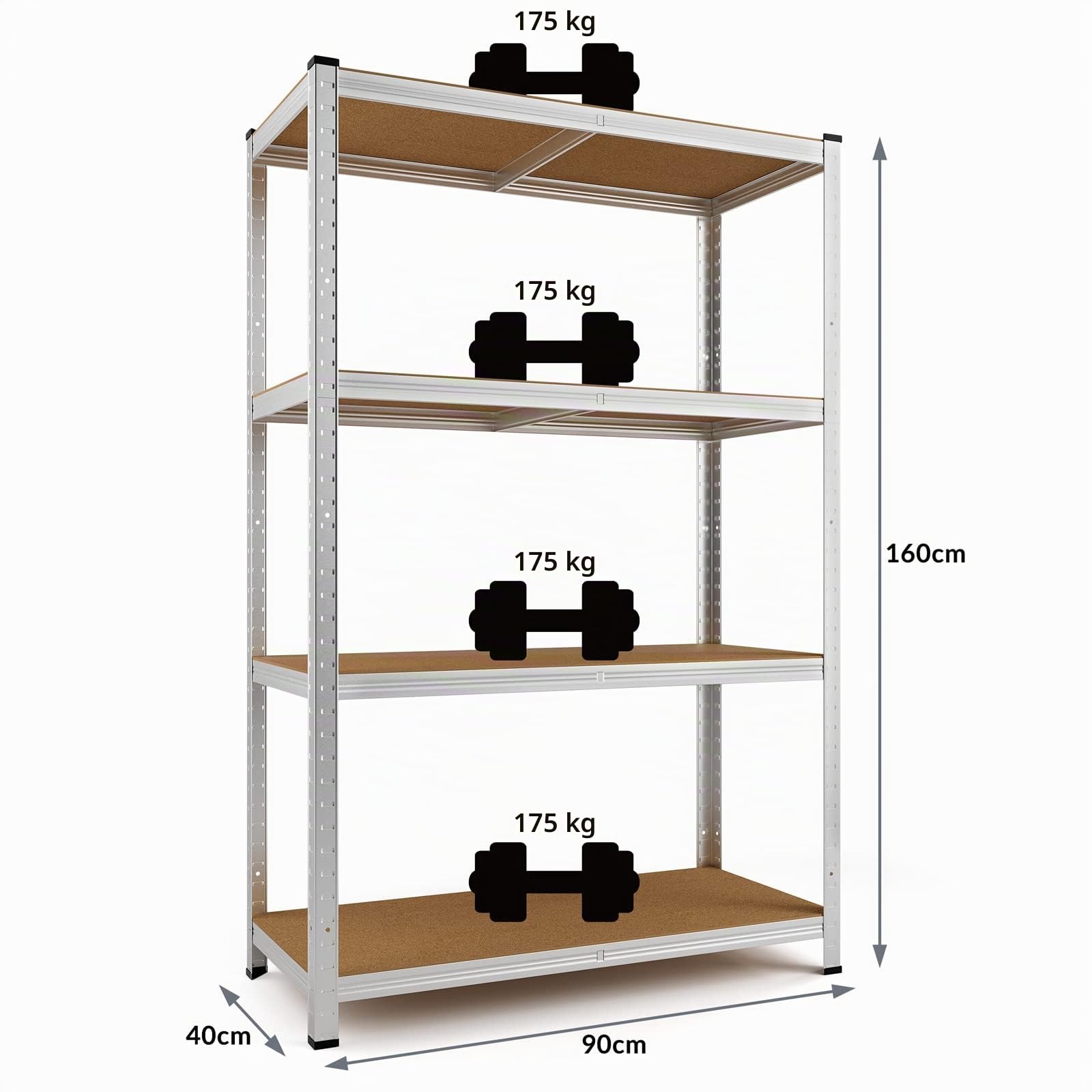 Deuba MONZANA® Scaffale in Metallo 2pz 160x90x40cm 700kg Scaffalatura Officina Magazzino 5 Ripiani MDF