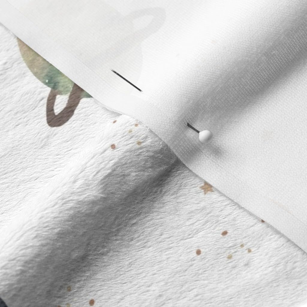 Spoonflower Fabric - Solar System Medium Space Nursery Theme Planets Stars Astronomy Printed on Minky Fabric by The Yard - Sewing Baby Blankets Quilt Backing Plush