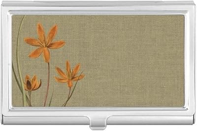 Flax Orchid Tradition Design Embroidery Business Card Holder Case Pocket Box Wallet