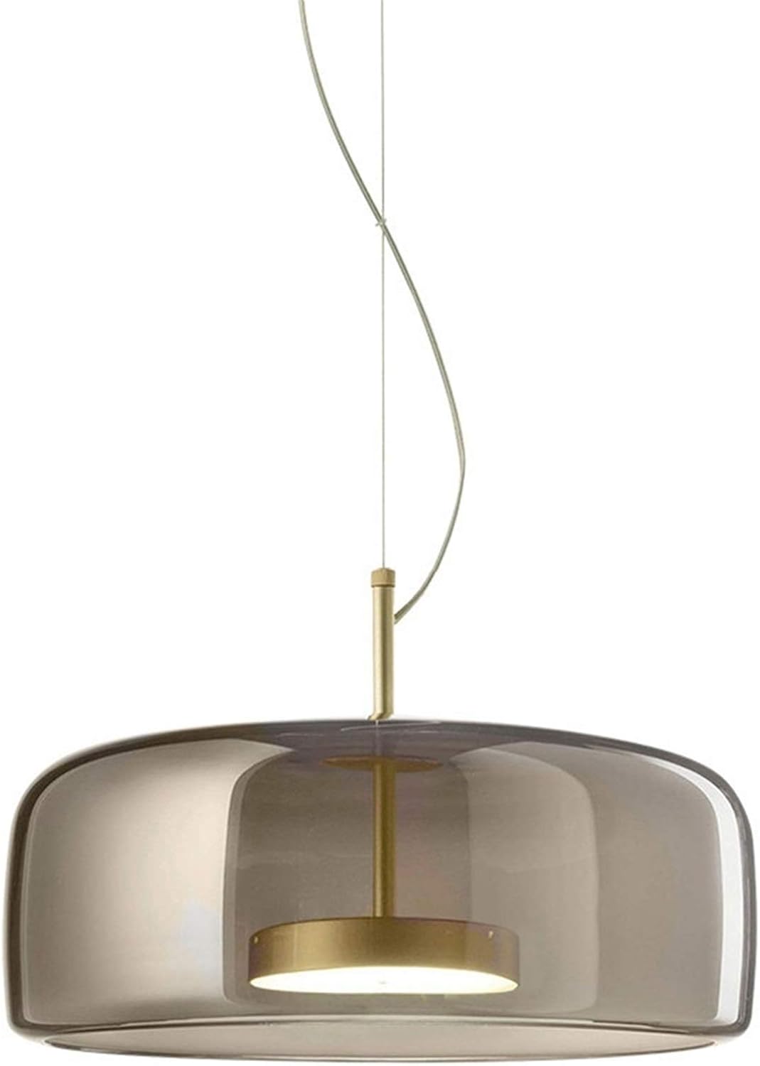 Chandeliers,Glass Metal Hanging Modern Led Dining Table Light，P Height Adjustable 7W for Dining Room Living Room Bedroom 3200K/Gray