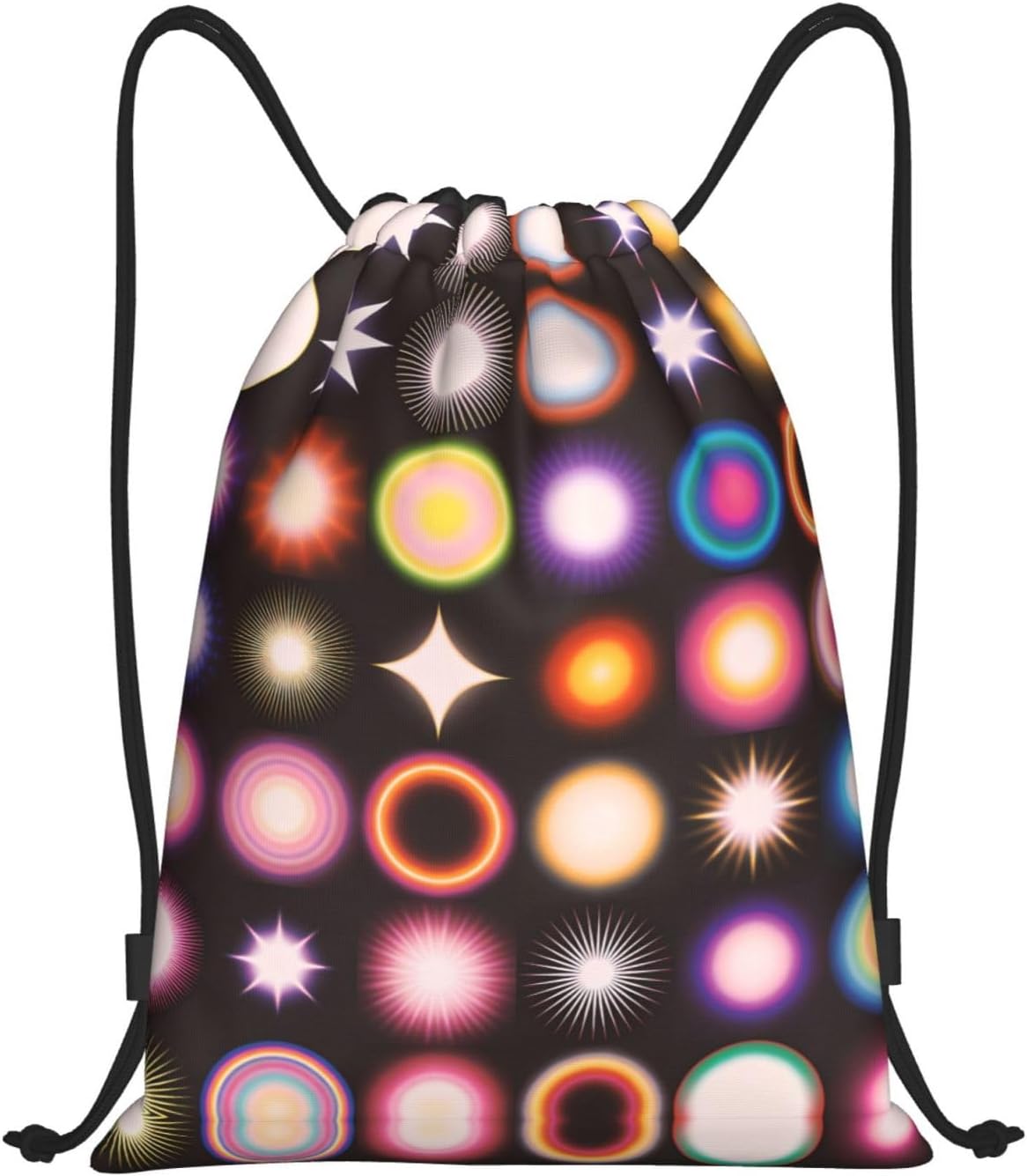 Cosmic Dot Star Print Lightweight Drawstring Backpack Stylish Gym Bag and Beach Bag for Travel and Fitness
