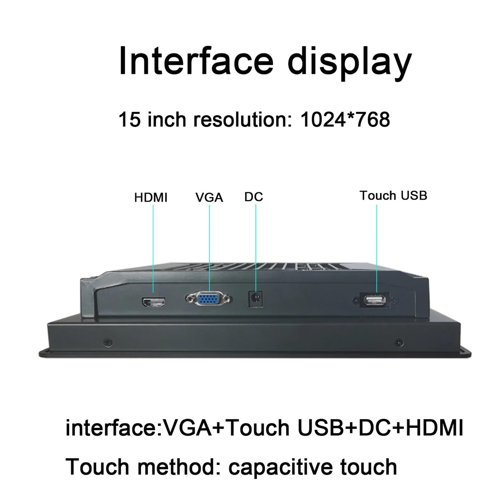 Monitor touch industriale incorporato da 15 pollici for display momputer con touch screen capacitivo USB HDMI-interfaccia 1024 * 768(15 inch HDMI VGA)