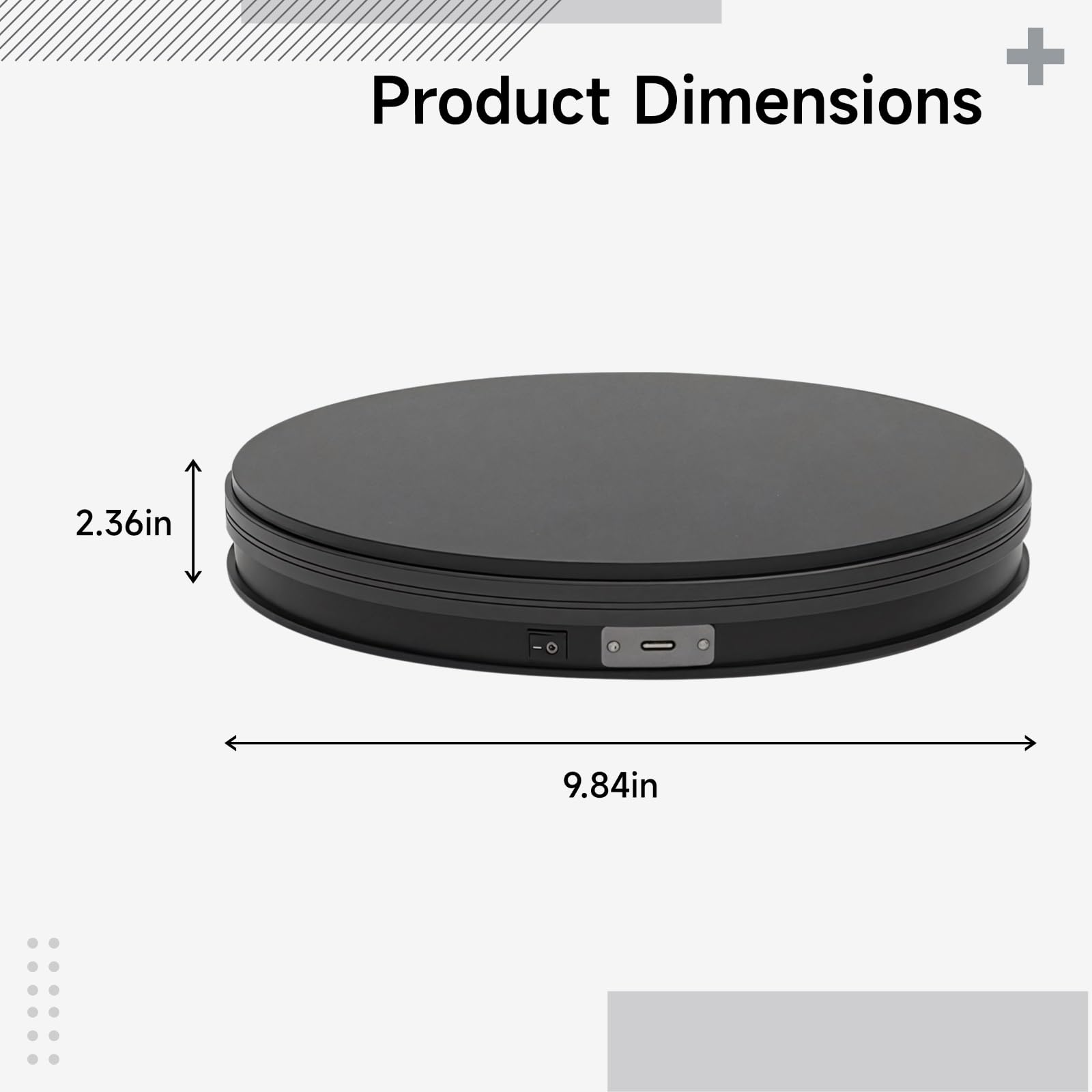 Elektrischer Fotografie-Drehteller, 10 kg Tragfähigkeit, intelligenter drehbarer Display-Ständer, 20 s Rotationszyklus, für Produktfotografie, Uhren- und Schmuck-Display, USB-betrieben