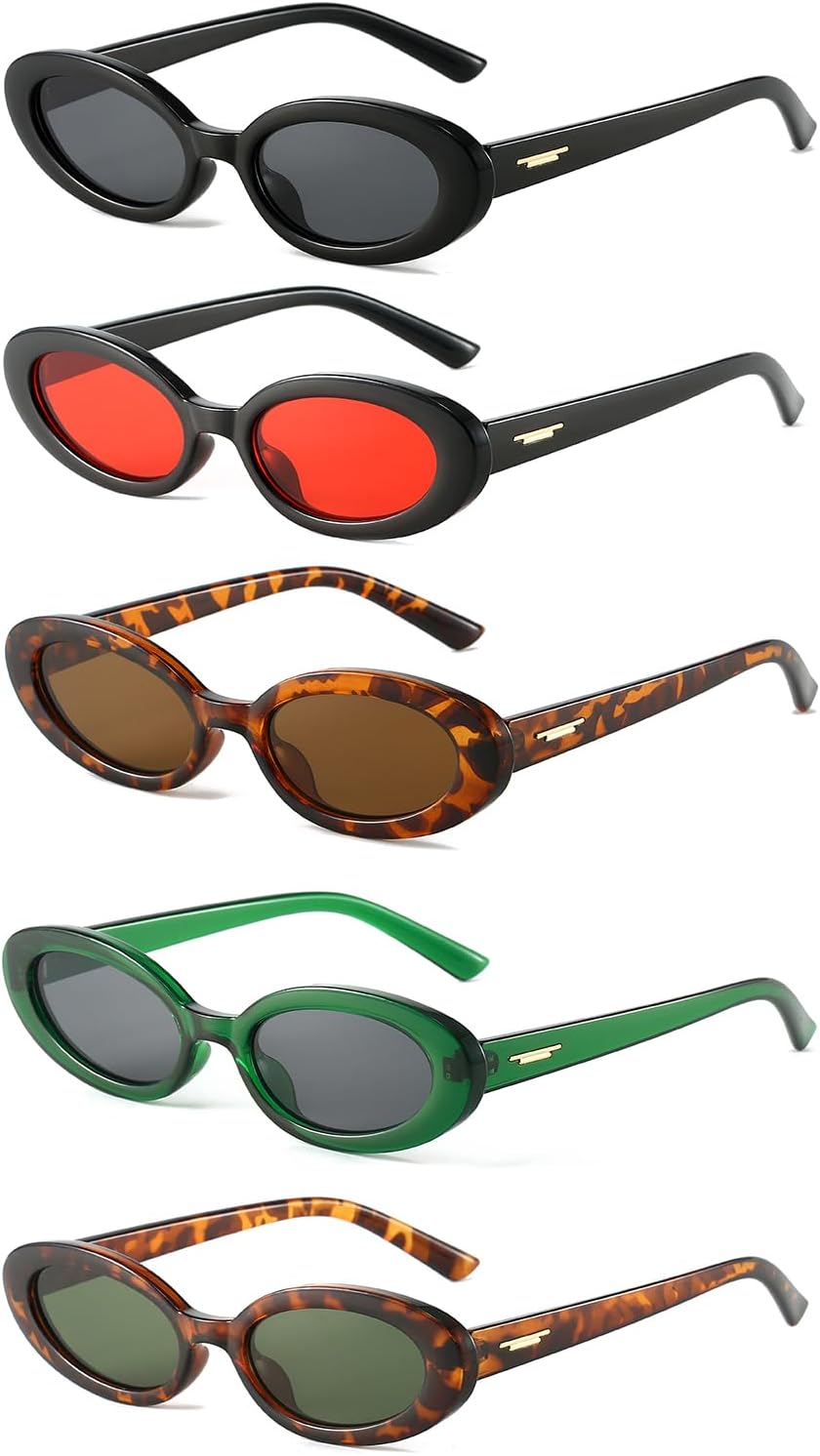 LJCZKA Retro Oval Sunglasses for Women Trendy Small Face Sunglasses 90s Vintage Shades Fashion Cat Eye Sun Glasses - Image 8