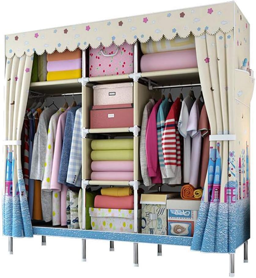 Cloth Wardrobe Clothes Closet, Portable Closet Wardrobe Storage Closet Standing Closet Fabric Cabinet Portable Wardrobe,D_168X45X168CM