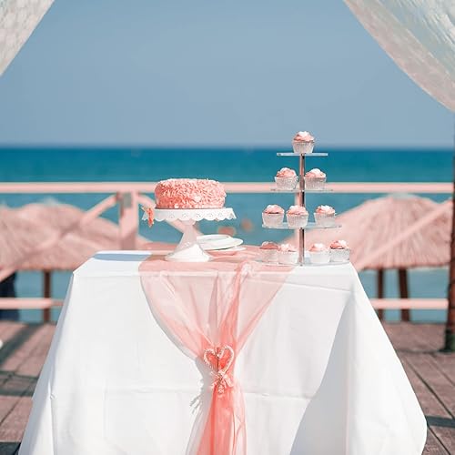 Miniatura 3 de Cortinas de arco de boda blancas de tela 2 paneles de tela para decoración de arco de madera para ceremonia de novia fiesta celebración decoración