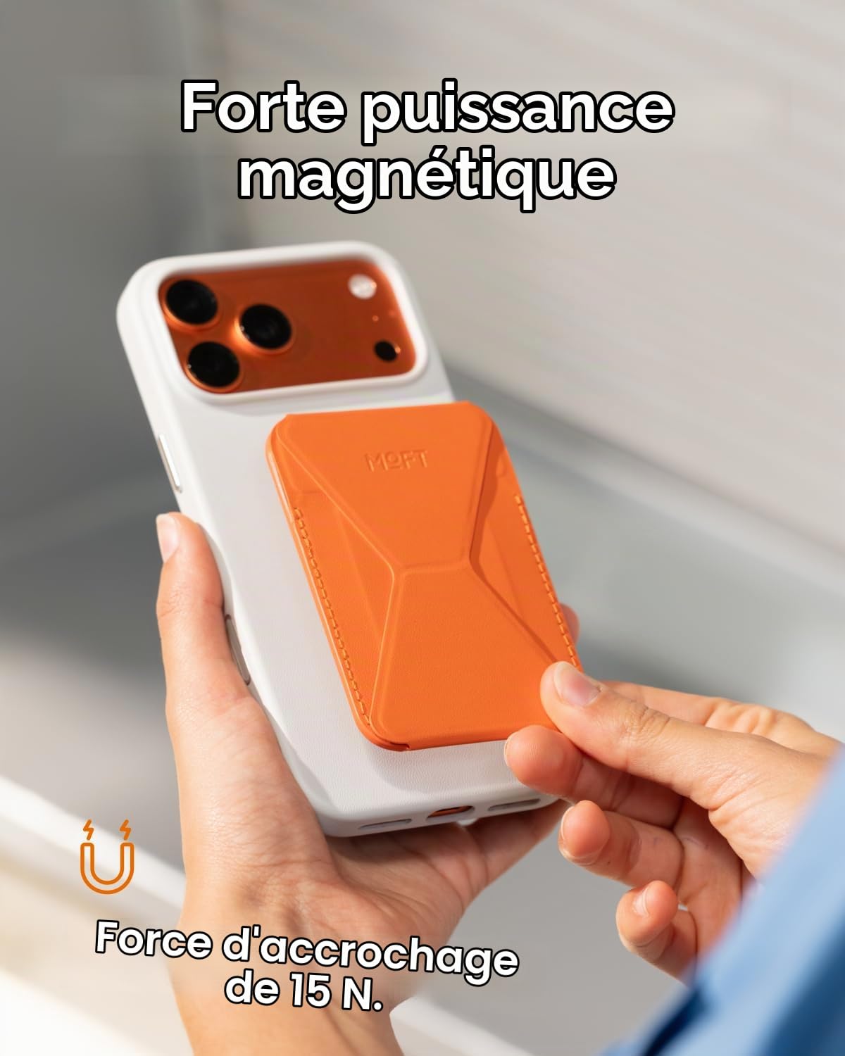 MOFT Porte Cartes MagSafe avec Apple Localiser, Support de Téléphone Magnétique Ultra-Fin et Traçable, Support 3-en-1 Ajustable Multi-Angle pour iPhone 17/16/15/14/13/12, Sunrise