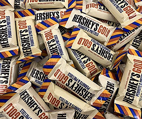HERSHEY’S Gold with Peanuts & Pretzels – Mini Snack Sweet Bars 2 Lbs Bulk