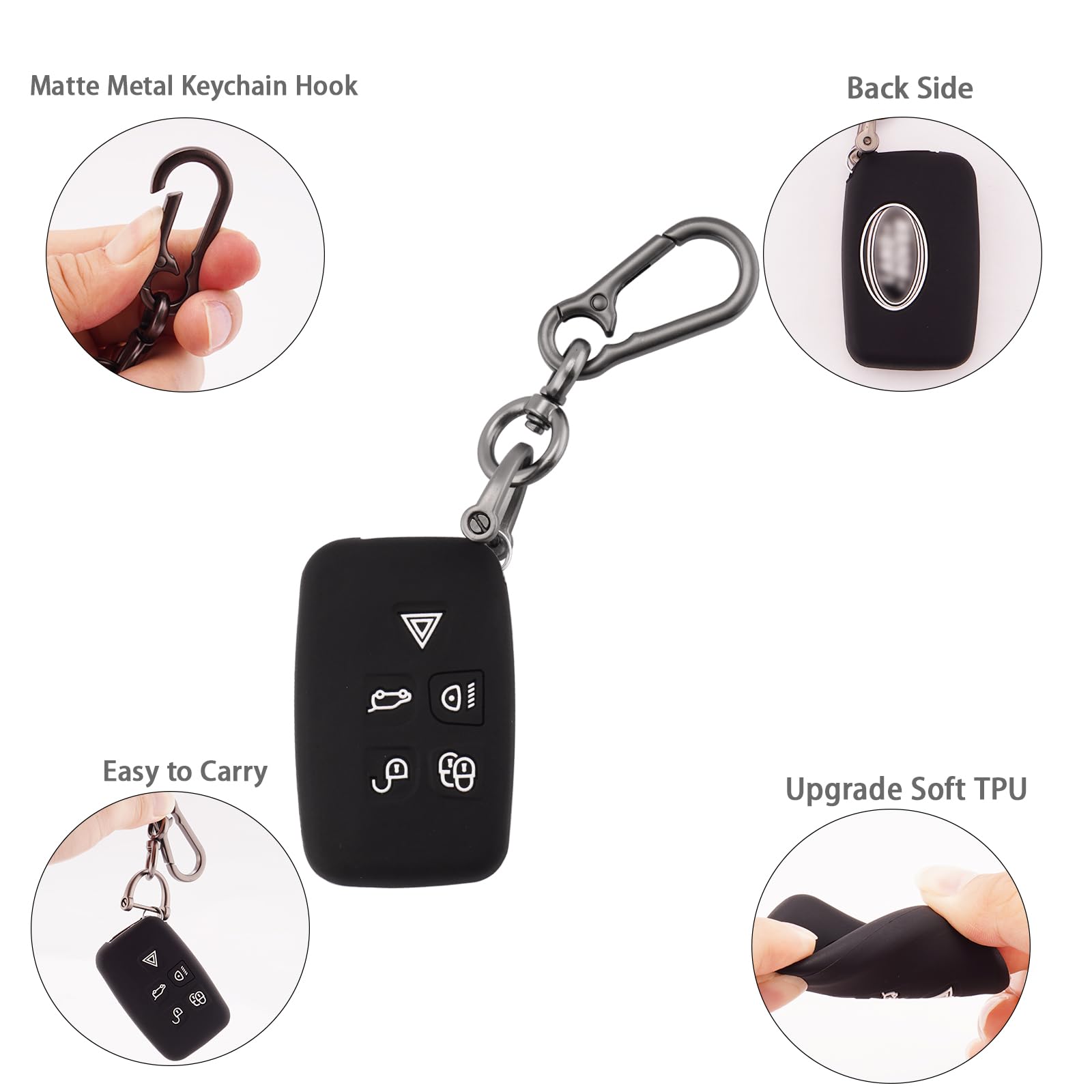 HIBEYO Custodia per Chiave Auto Smart Adatta per Land Rover in Pelle con Telecomando per Range Rover Sport Evoque Vogue Jaguar XF XJ XE Portachiavi con Scatola A Blu