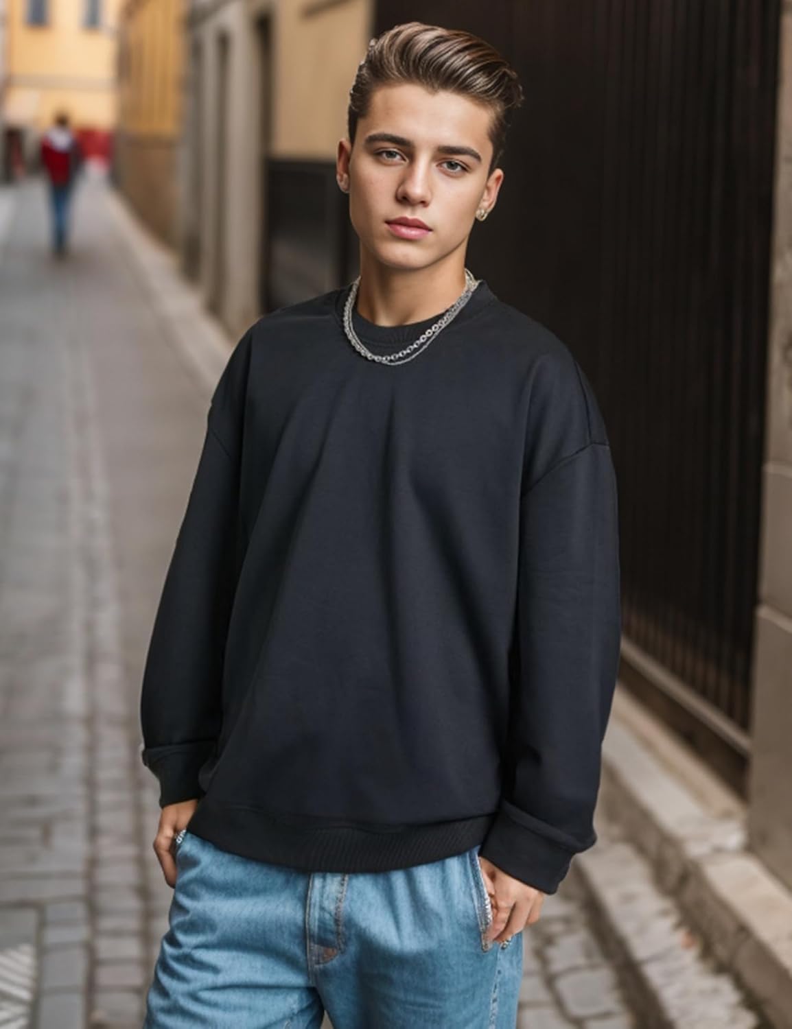 EMMIOL Men's Crewneck Sweatshirt Long Sleeve Hip Hop Fleece Pullover Vintage Sweatshirt Street Fashion Sweatshirts - Image 7