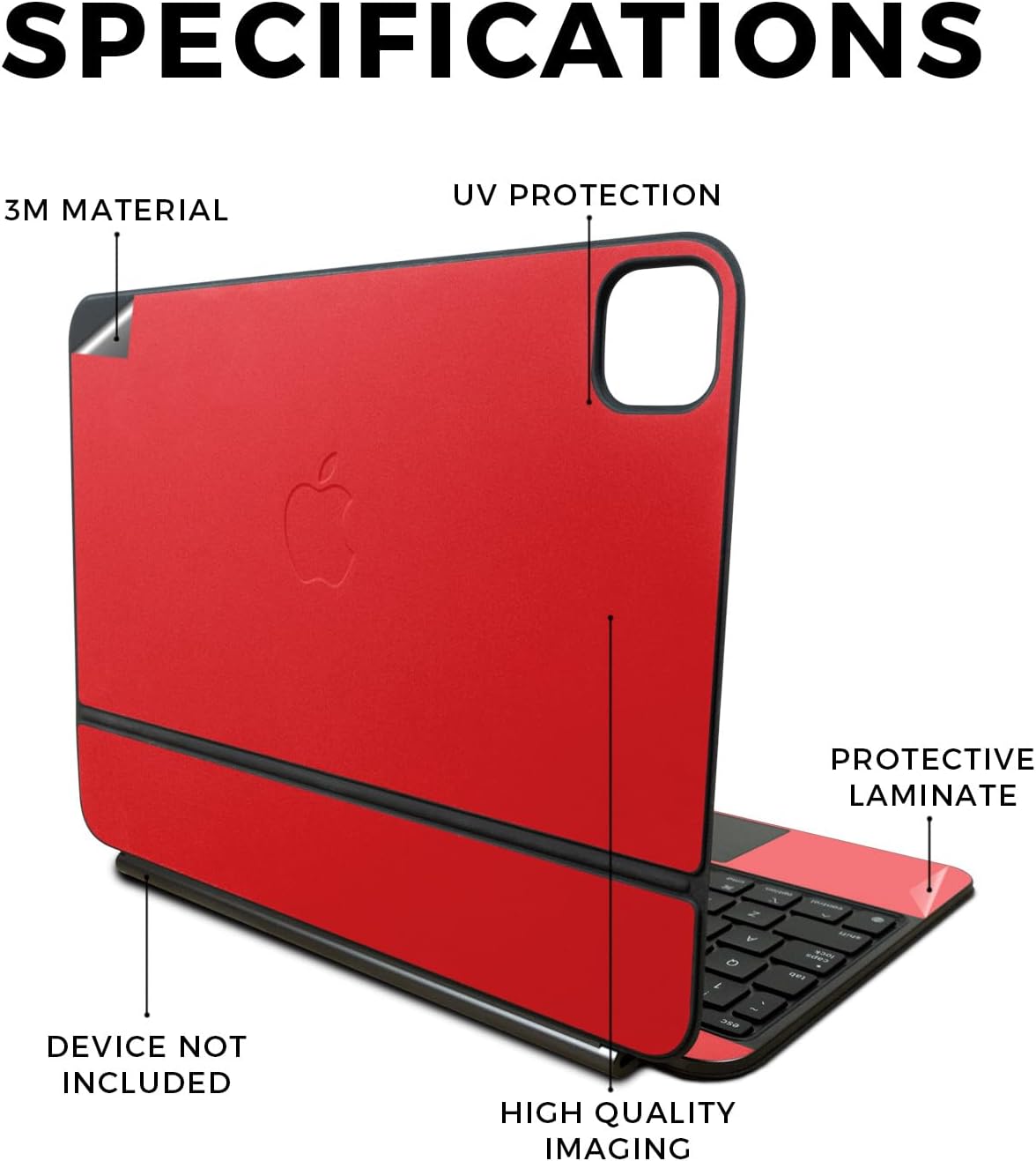 Skin Compatible with Apple Magic Keyboard for iPad Pro 11‑inch (M4) 2024 - Solid Red - Premium 3M Vinyl Protective Wrap Decal Cover - Easy to Apply | Crafted in The USA by MightySkins