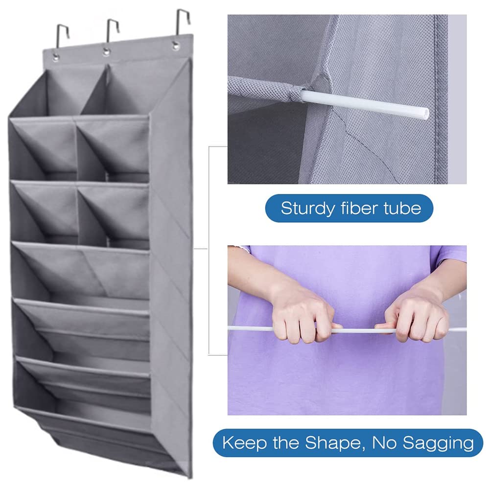 Organizzatore Multi-strato Per Scarpe Da Porta - Scarpiera Appendibile Con 9 Griglie - Salvaspazio Per Dormitorio E Armadio - Grigio - 2