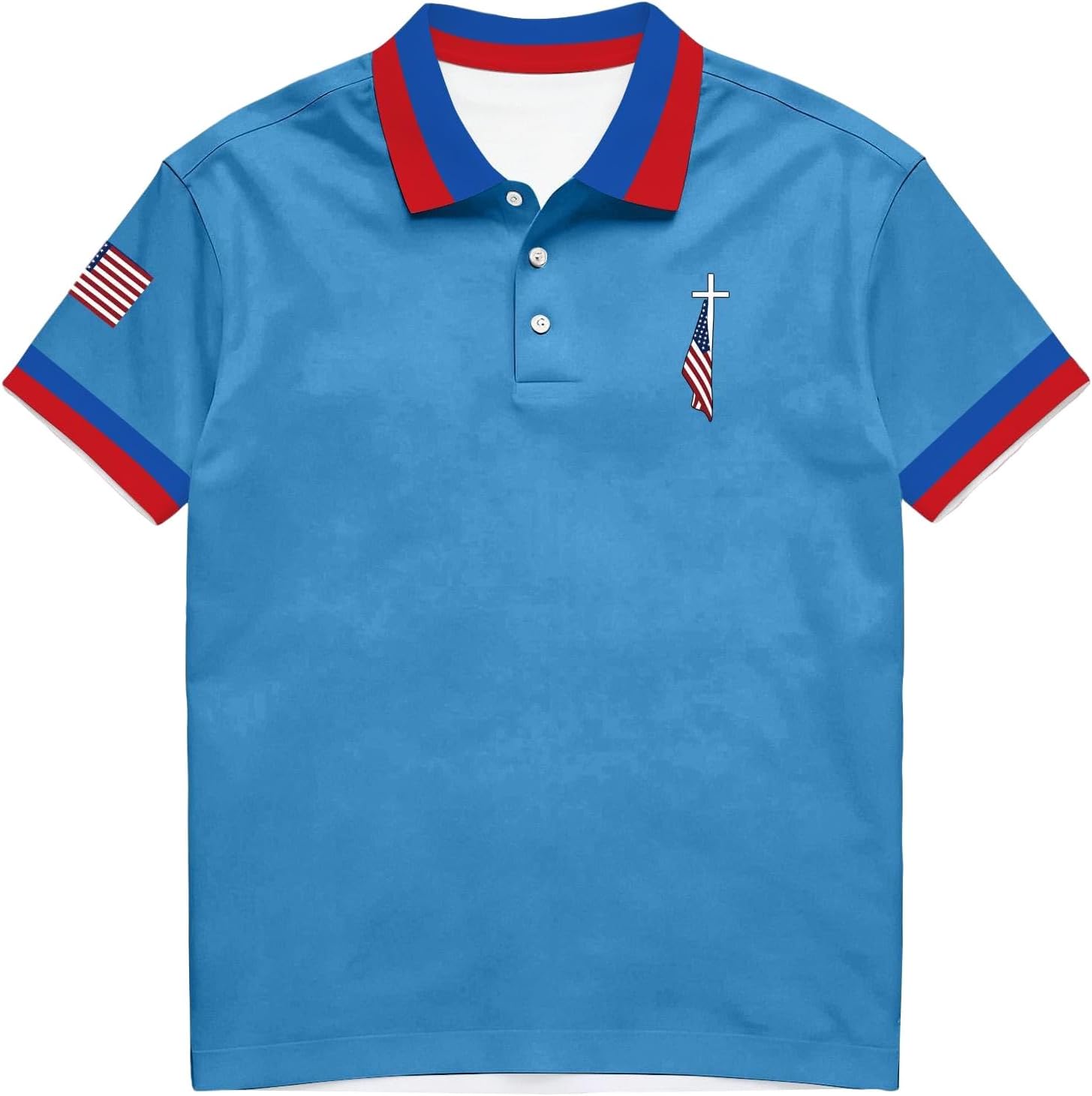Plus Size Fourth of July T-Shirts Men Summer USA Patriotic Golf Shirts American Flag Polo Shirt Casual Fashion Tops