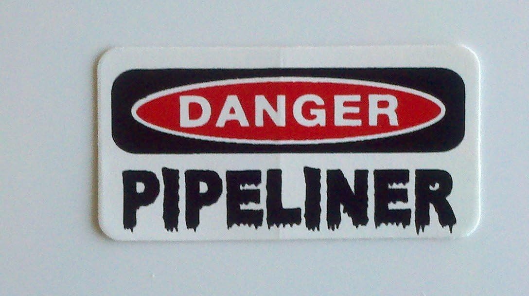 3 - Danger Pipeliner Hard Hat/Helmet Stickers 1" x 2"