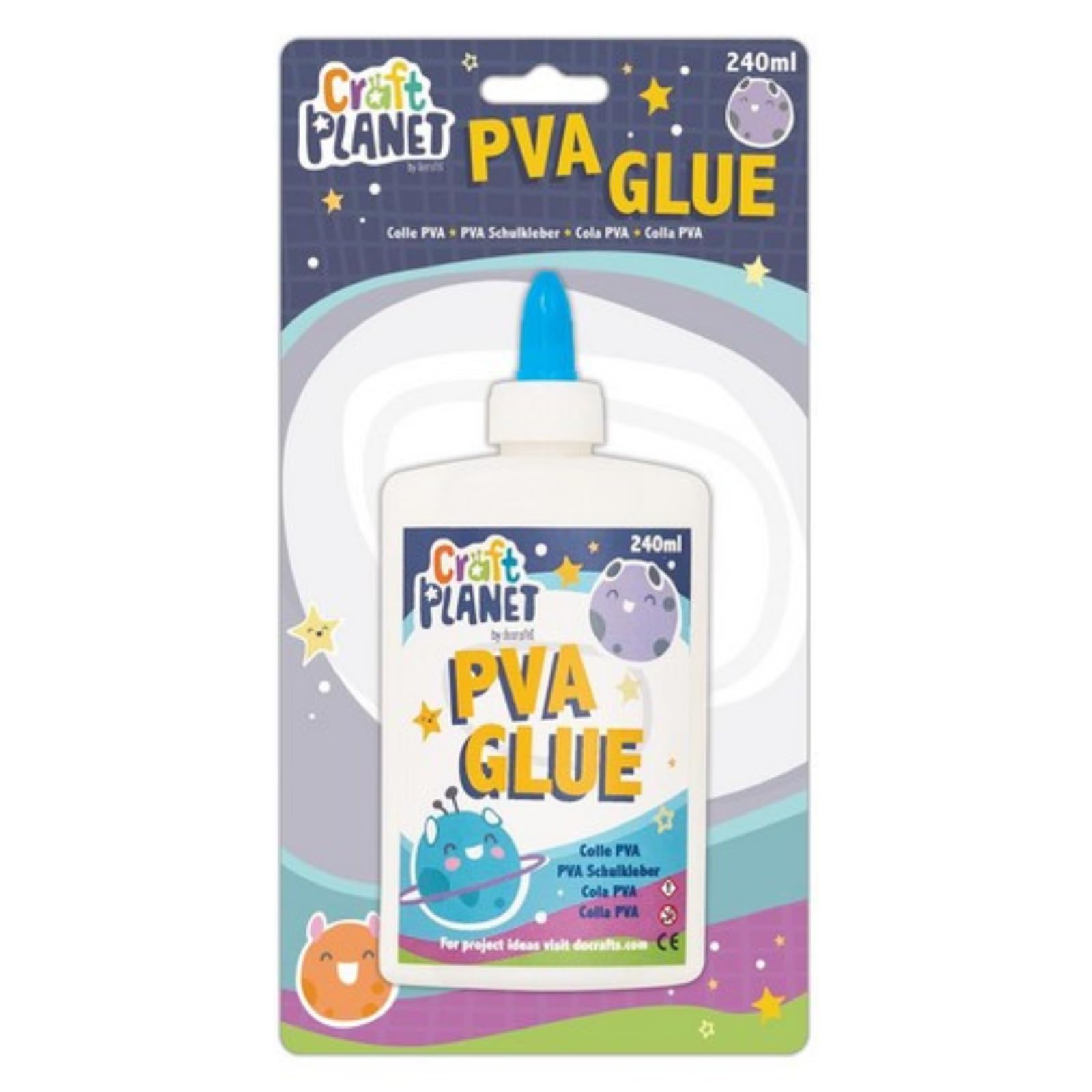 Craft Planet - 240 ml White Strong, Tacky PVA All Purpose Glue For Kids Art, Toddler Craft, School Supplies, Woodwork, Home Projects, DIY, Craft Box Refill, For Paper, Wood, Craft Materials