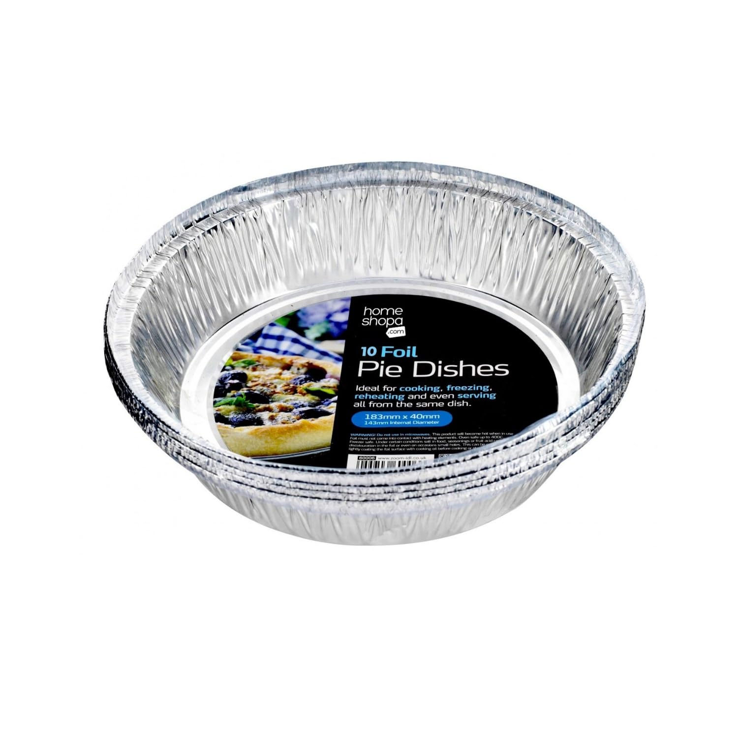 HOMESHOPA Aluminum Foil Pie Pan, 10 Pack Disposable Round Foil Flan Trays, Durable Air Fryer Baking Dishes for Pie, Fruit Tarts, Quiche, Food Storage Takeaway, Oven & Freezer Safe