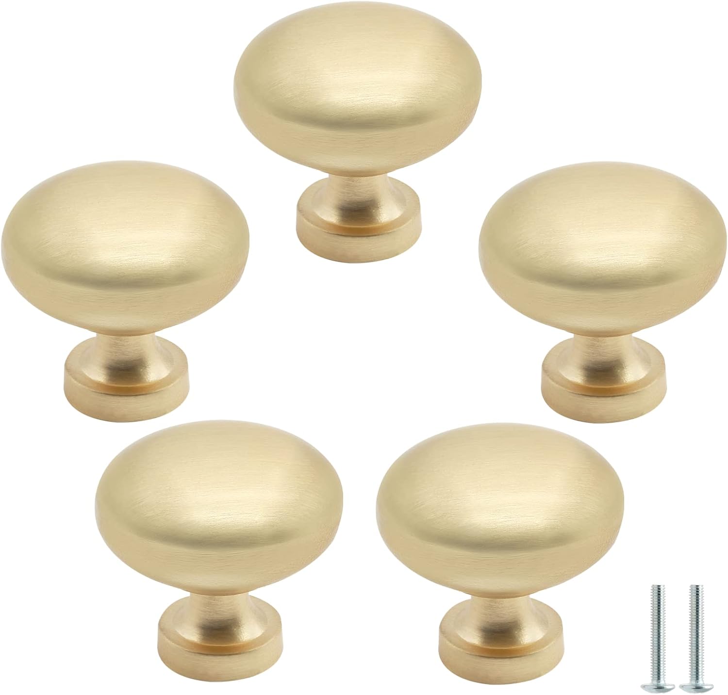 Luomorgo 5 Pack Gold Cabinet Knobs Round Kitchen Cabinet Door Knobs Drawer Knobs Round Drawer Handles for Bathroom Closet Dresser