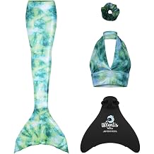 Mermaid Planet Sparkle Siren Deluxe Adult Mermaid Tail Set. Includes Swimmable Tail, Bikini Top, Scrunchie & Atlantis Monofin.