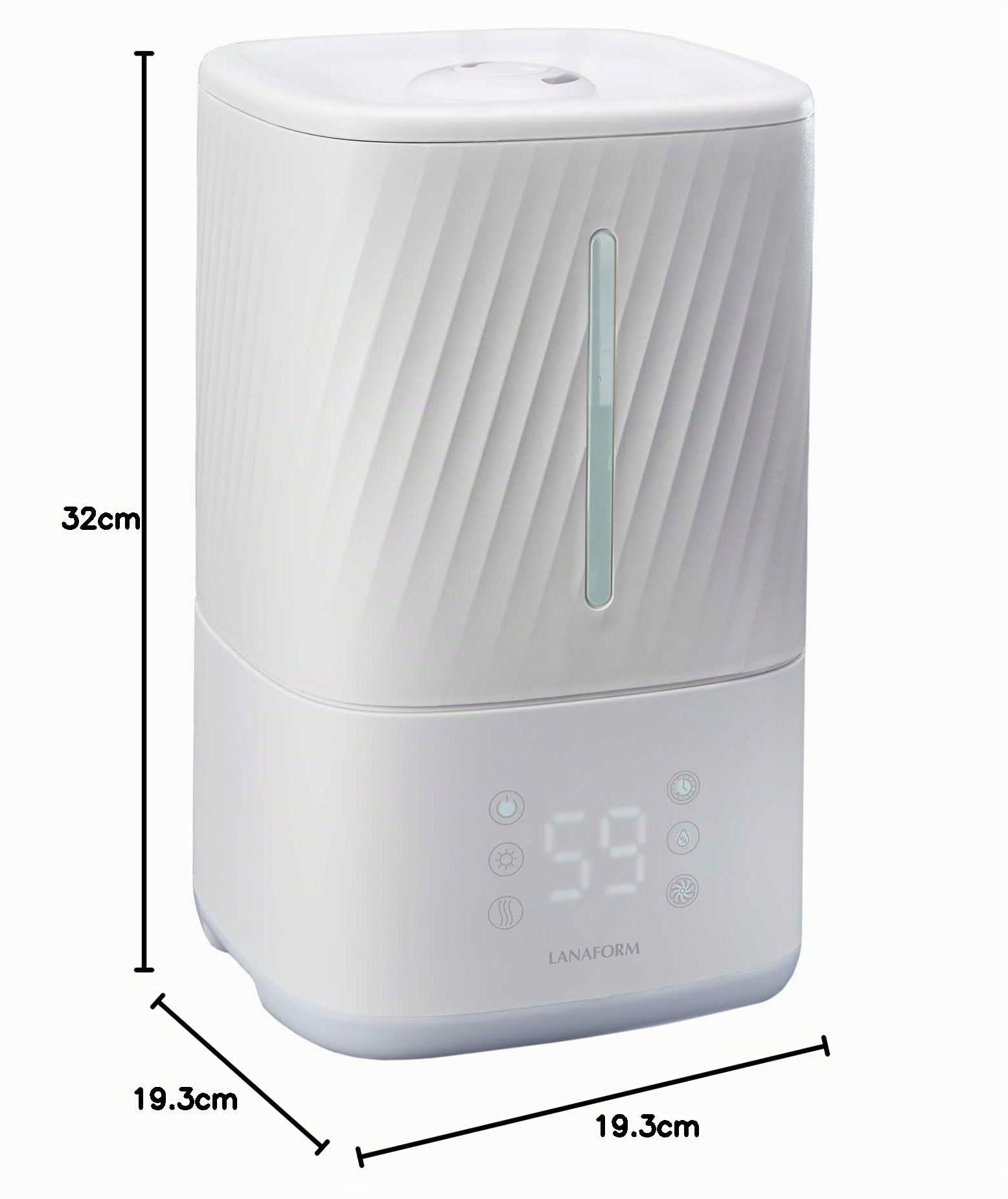 LANAFORM - Napo - Humidificateur D'air - Vapeur Tiède Et Froide - Diffuseur Huiles Essentielles - Mode Nuit - Silencieux - Capacité De 4.5 L - 3 Intensités - 50 M2