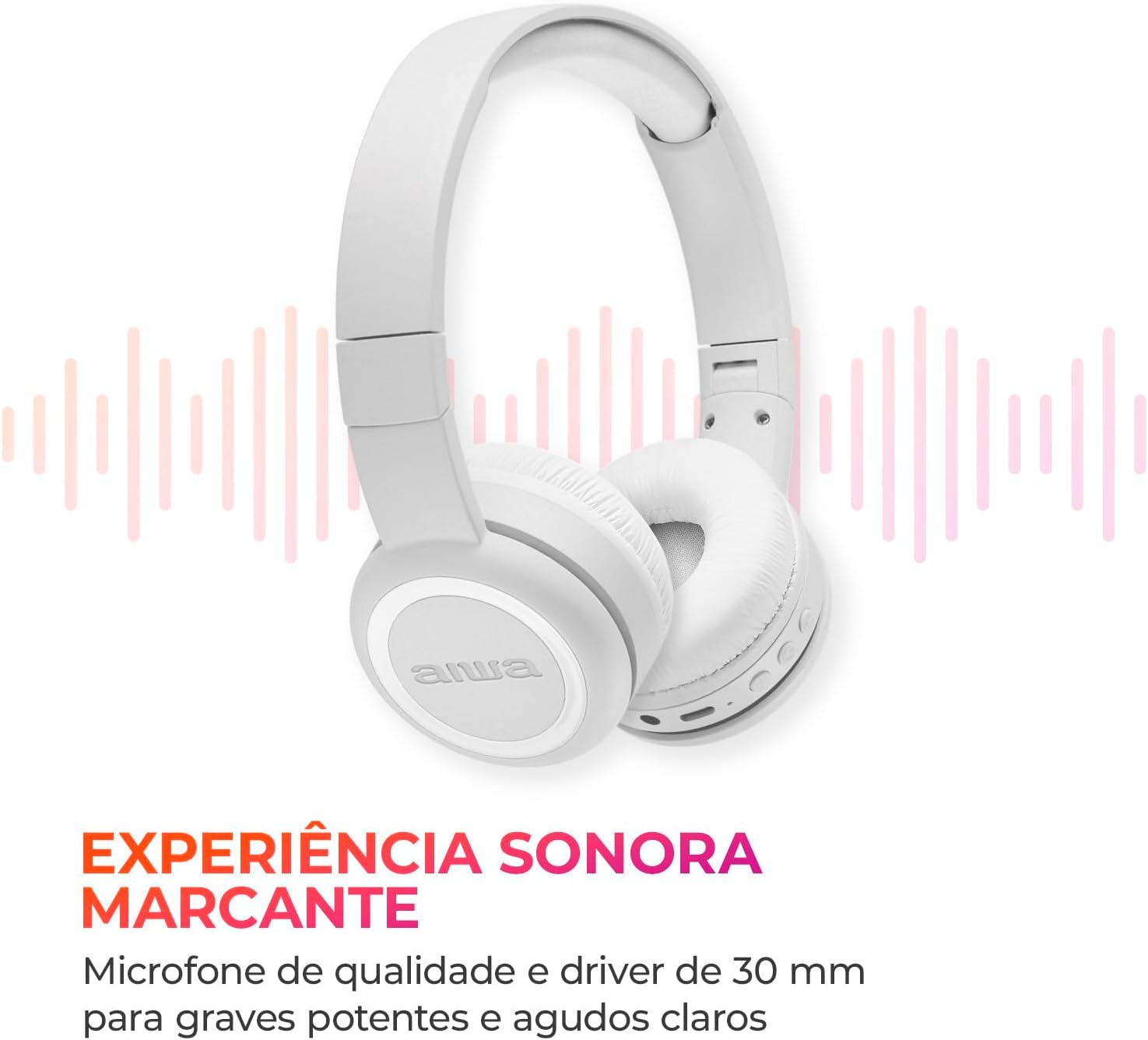 AIWA, Fone de Ouvido HP-03-B Headphone Bluetooth 100 Horas de Bateria Sem Fio