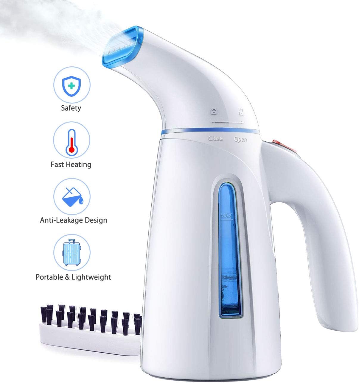 Thiroom Iron,Handheld Clothing Garment,Portable Mini Fabric Steamer Remove Wrinkles/Clean/Sanitize/Soften/Sterilize for Home and Travel, Blue, 240ml
