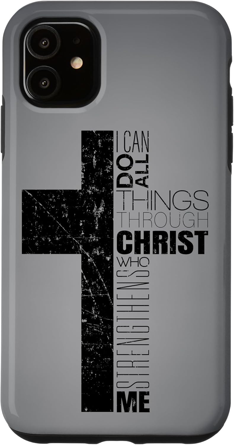 Black Christian Cross Religious Bible Verse Philippians 4 13 Case for iPhone XR