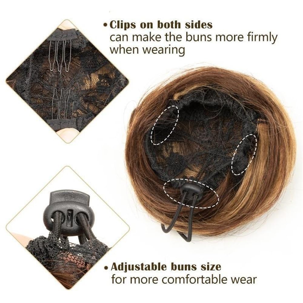 sztuczne włosy kok Ludzkie włosy Bun Extension Instant Up-Do Donut Chignon Drawstring Ponytail Hairpieces Akcesoria do włosów(24)