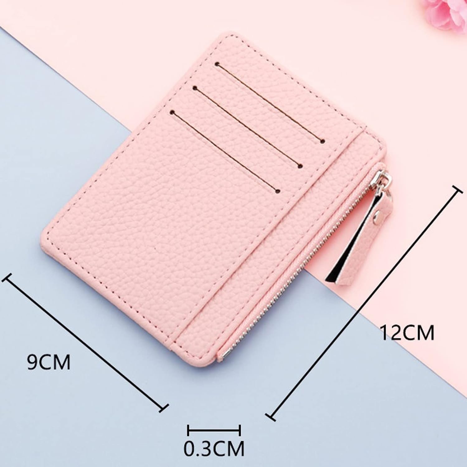 Purses for Women 1 Pc Mini ID Card Holders Slim Holder Leather Unisex Zipper Business Case Men Credit Cards Wallet(Schwarz)