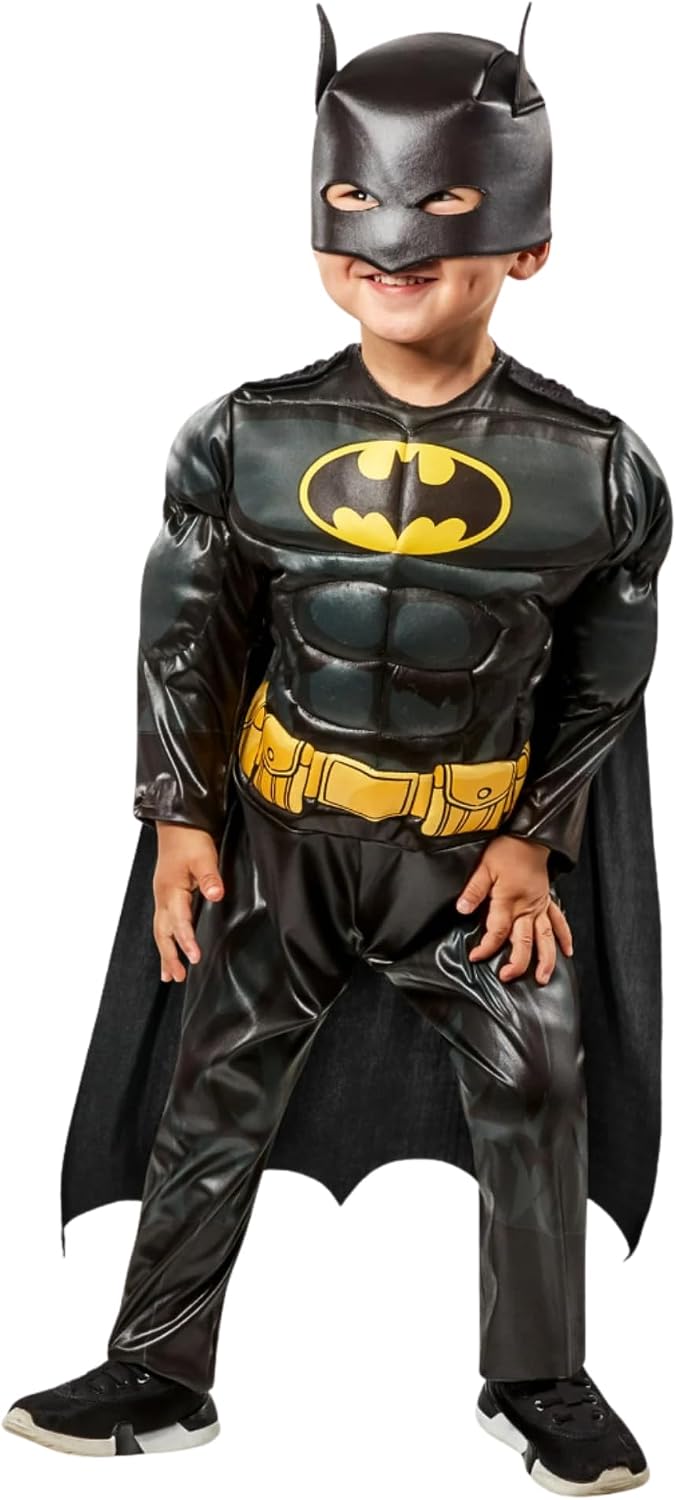 Batman Costume for Toddlers, Full Bodysuit with Cape and Mask (3T-4T)