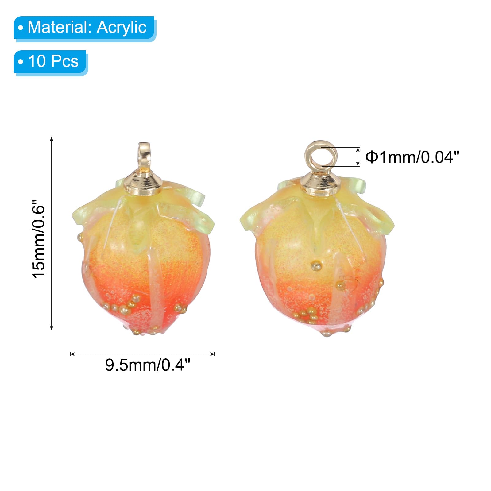 PATIKIL 0.6x0.4 Flower Beads, 10Pcs Acrylic Flower Buds Beads Mini Rose Charm for Bracelets Earrings, Necklaces - Image 2
