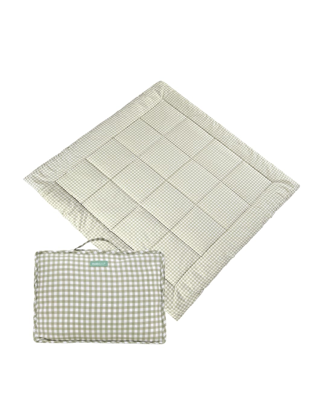 molis&co - Baby Play Mat for Floor 120x120 cm - Extra Thick 5 cm Soft Playmat for Newborns in a Stylish Unisex Design - 100% Cotton (Oeko-TEX) - Machine Washable (Mint Tea)
