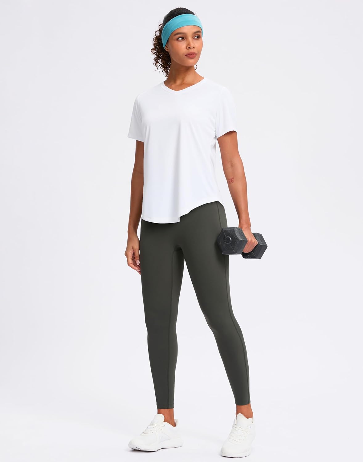 Womens Workout Tops V-Neck Short Sleeve UPF 50+ Sun Shirt Moisture Wicking Quick Dry Top for Gym, Running, Athletic - Image 6