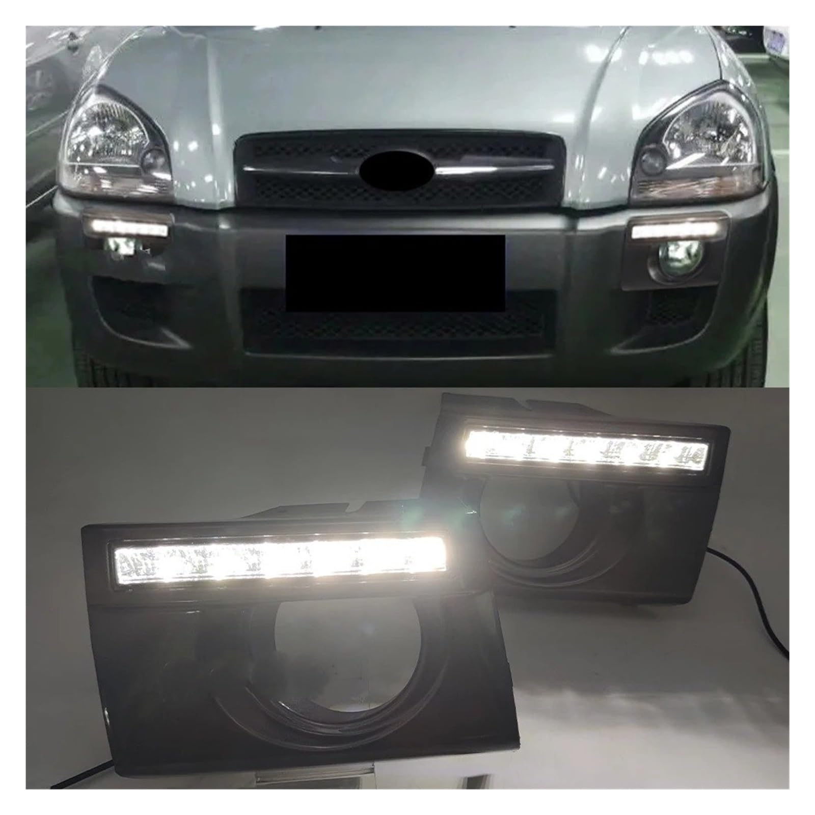 Faro Proiettore 1 Coppia Per Hyundai Per Tucson 2005 2006 2007 2008 2009 Luci Diurne A LED Luce Diurna DRL Fendinebbia Copertura Della Lampada Della Nebbia Fanale Proiettore