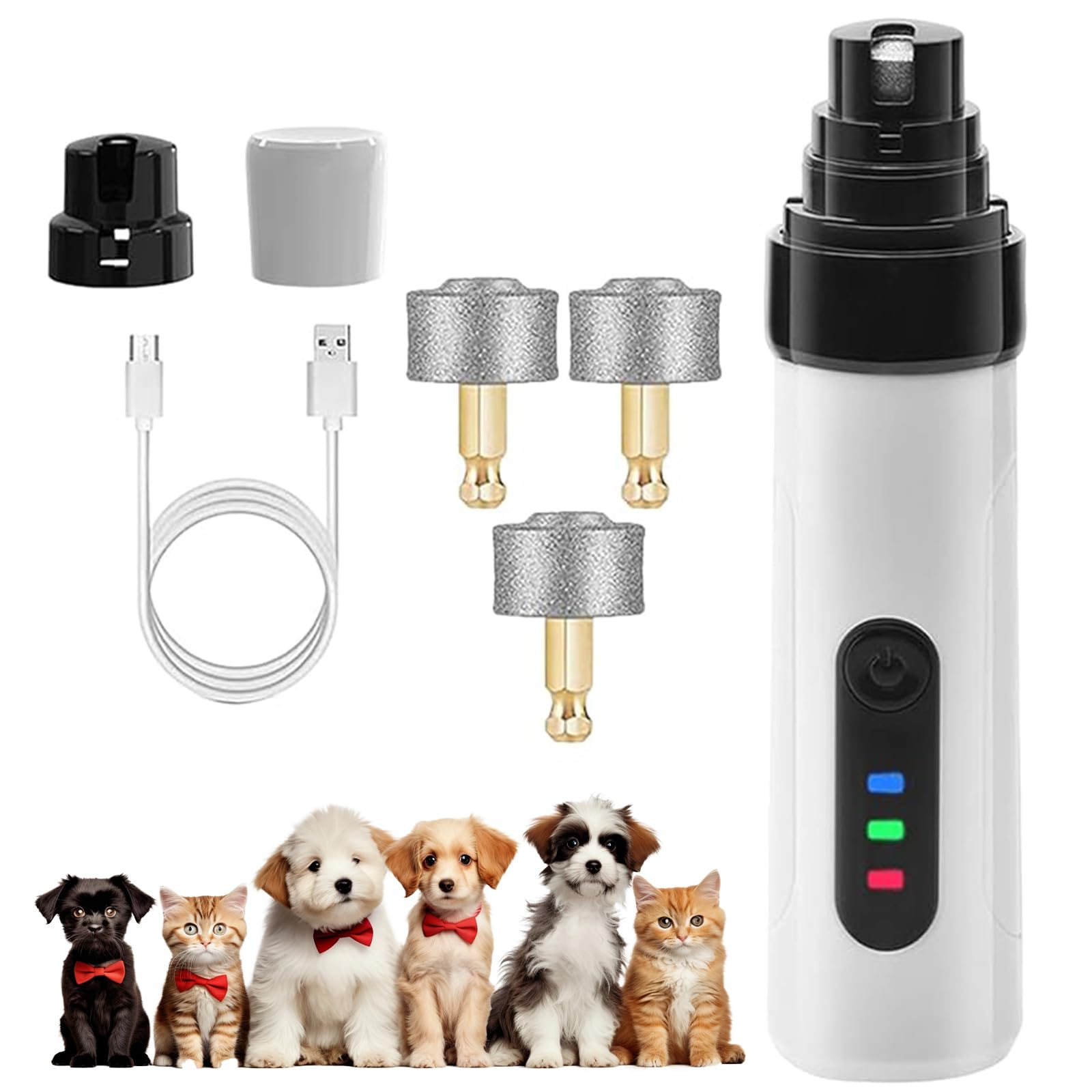 Silent Groom Pro Nail Grinder, USB Rechargeable Silent Groom Pro Nail Grinder, 2025 Upgrade Pet Cat Dog Paw Trimmer, Pet Nail Grooming Tool with Led for Small, Medium & Large Pets