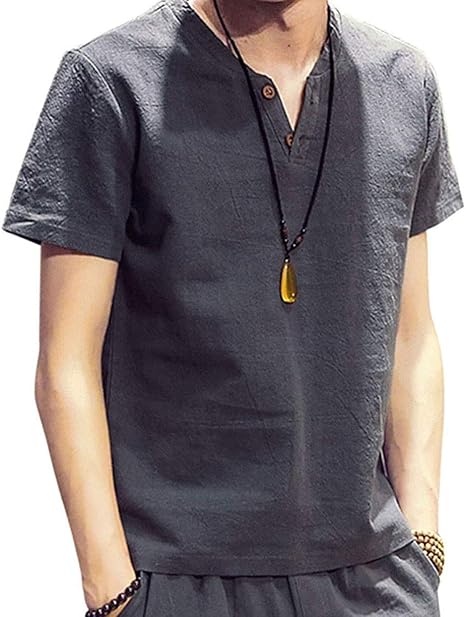 Amazon Ncfbag半袖 Tシャツ メンズ 夏服 Vネック 麻 無地 カジュアルシャツ Tシャツ カットソー 通販