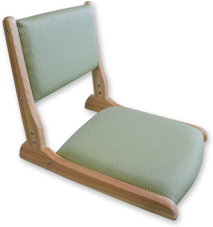 Xwzz Japanese Modern Low Folding Wooden Chair, Green, Curved, Armless, Portable, Relaxing, Indoor Use, 1.5kg Max Weight, 1 Count, Adult, Already Assembled, Hard Floor & Carpet, Sled Base, Wipe Clean