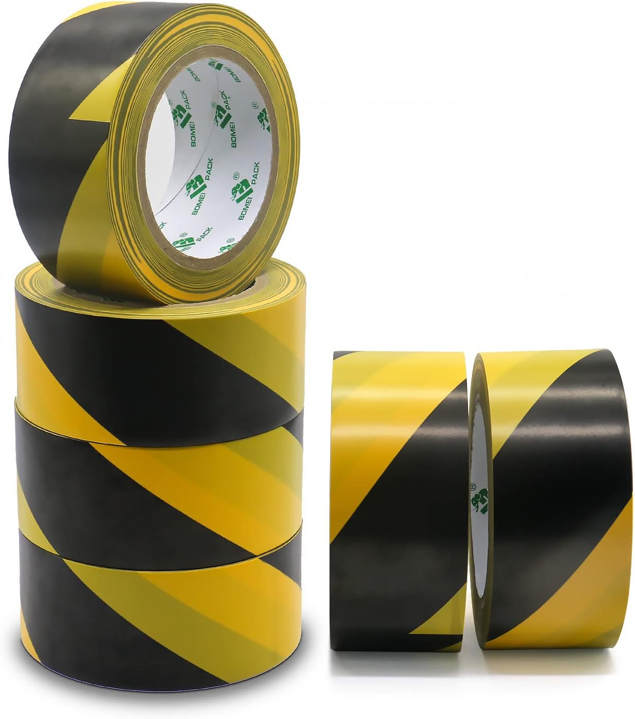 6 Rolls PVC Hazard Warning Tape, Safety Stripe Tapes for Marking Floors, Walls, Steps and Pipes